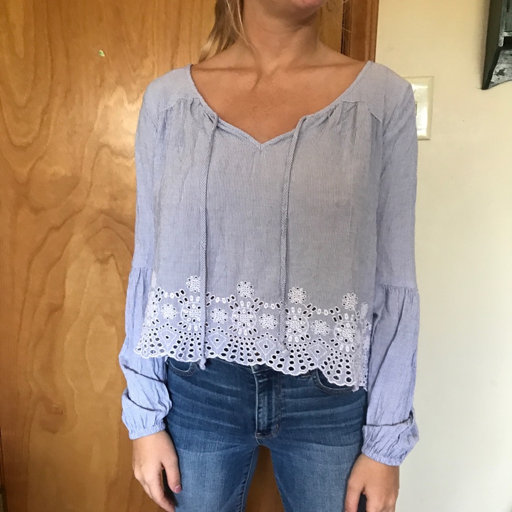 Women’s Hollister pin striped peasant blouse